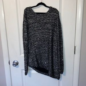 Apt 9 size medium black and silver asymmetrical sweater